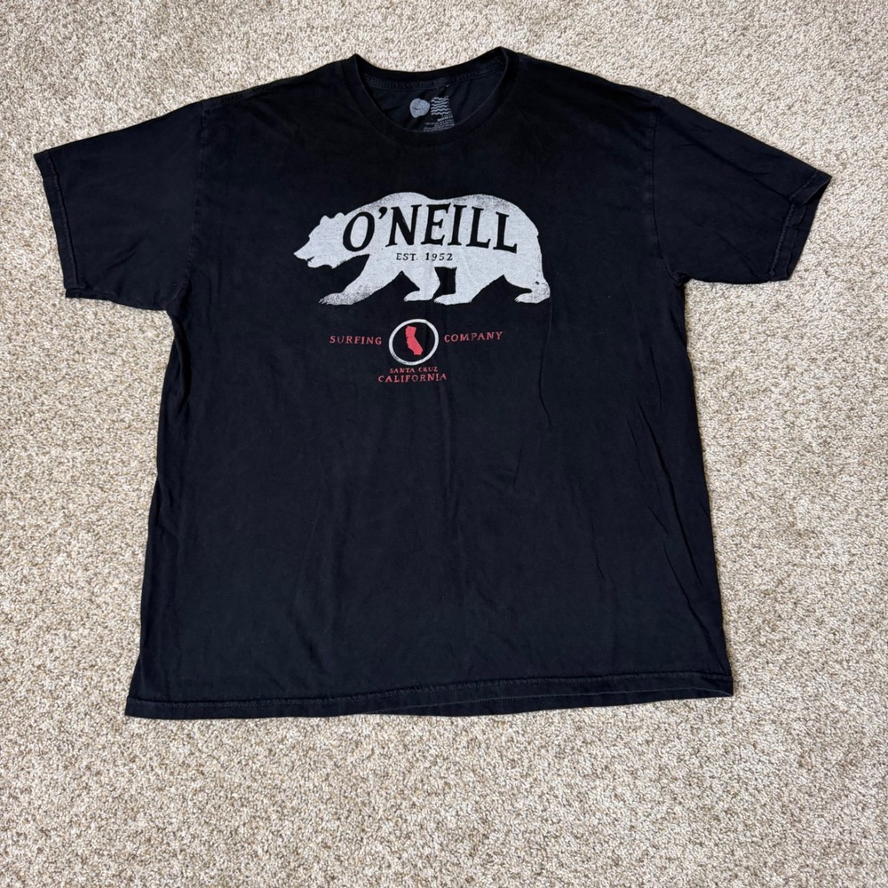 ONeill Men Black California Bear Graphic T-Shirt XL Modern Fit Santa Cruz Surf